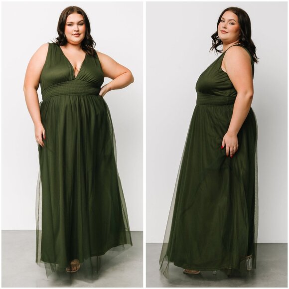 Baltic Born Kamila Tulle Maxi Dress in Juniper Green Size 3X NWOT - Picture 1 of 9
